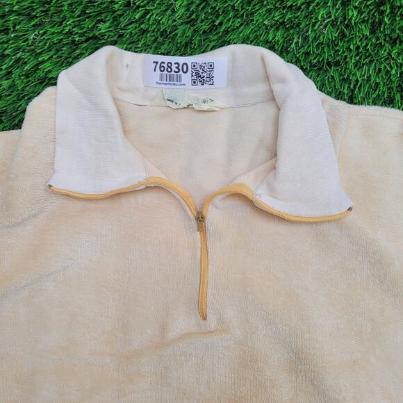 Vintage 70s MOD Velour Sweater Womens Large 24x22 Baggy - Picture 11 of 12